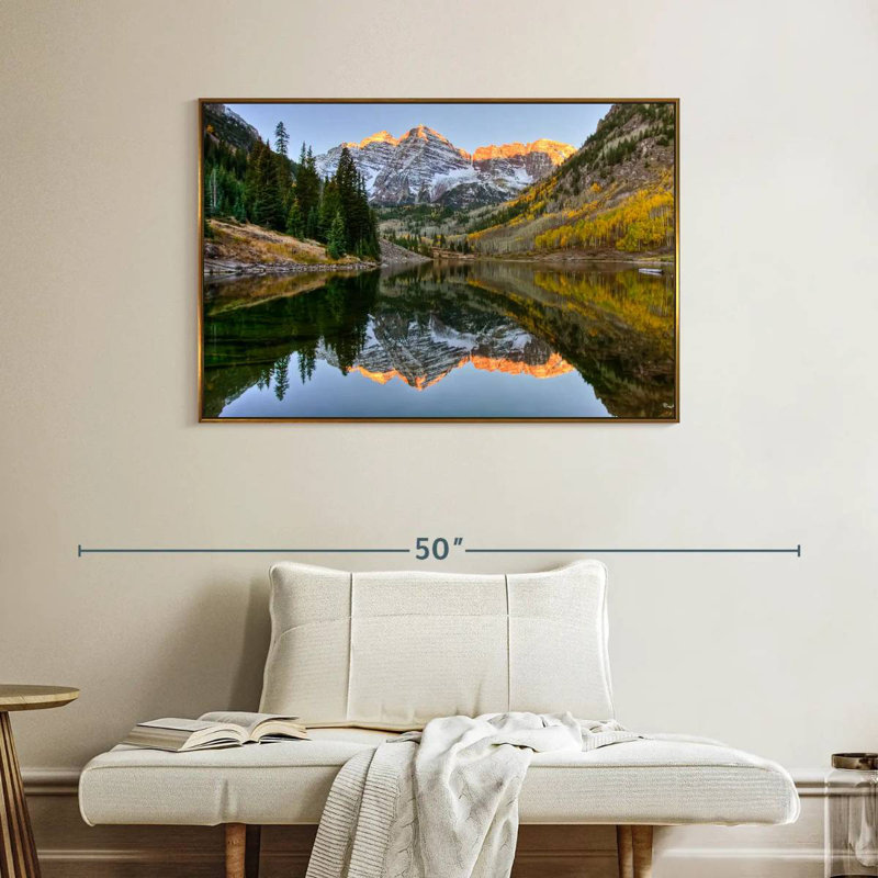 Maroon Bells Autumn Glow, Cadre flottant doré, 40 po x 27 po