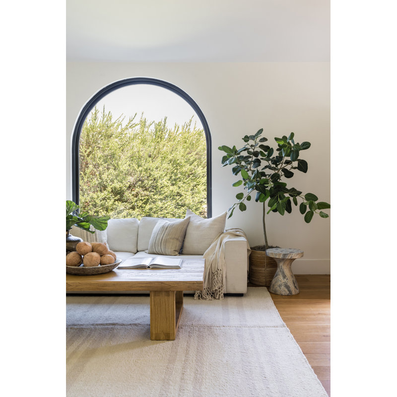 Koukila Linen Striped Area Rug in Beige, Rectangle 6'3" x 9'