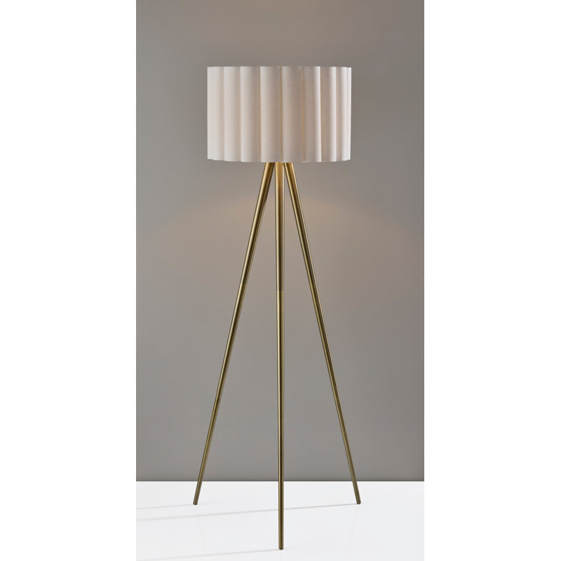Lampe sur pied Caldwell - laiton antique, Laiton antique, Beige