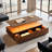 LED Lights Coffee Table with 2 Spacious Drawers,Multi-Colour Lighting-1124154319