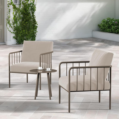 Ensemble de mobilier d'extérieur 3 pièces avec table basse, canapé modulaire imperméable avec coussins épais de 5 po, gris foncé