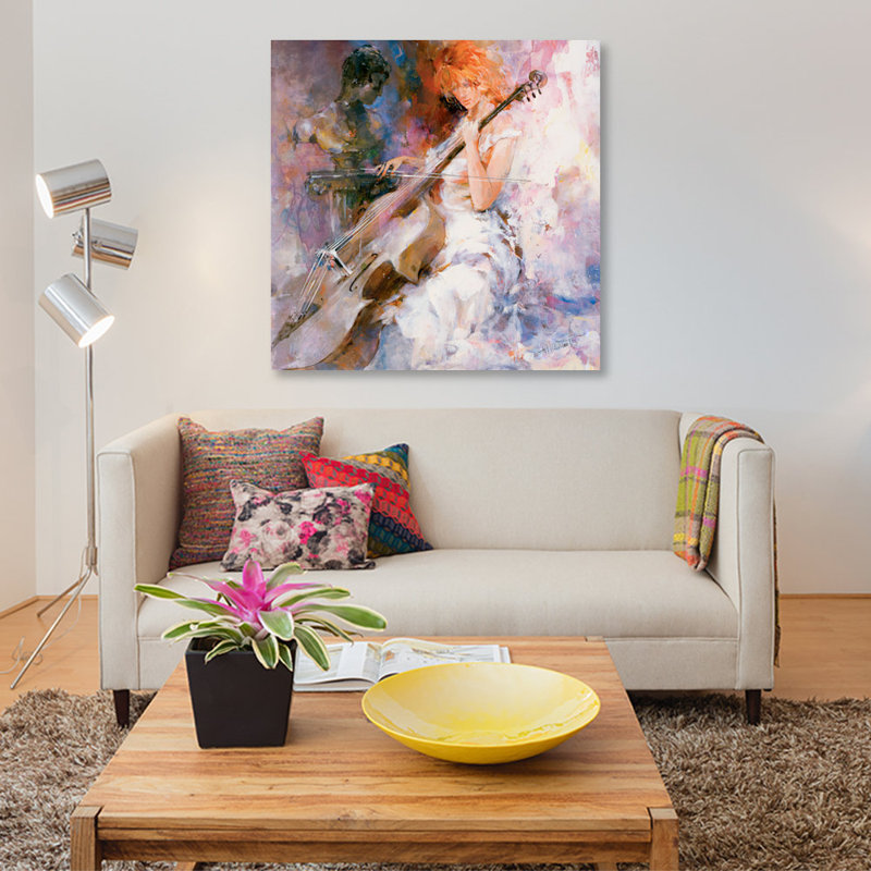 «Musical Moments», reproduction sur toile, H 37 po x l 37 po x P 1,5 po, Pas de tapis, Toile tendue