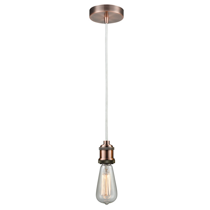 Waterville 1 - Light Single Pendant, Antique Copper/White
