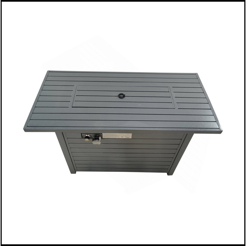 42'' L Steel Propane Outdoor Fire Pit Table With Lid, Dark Gray