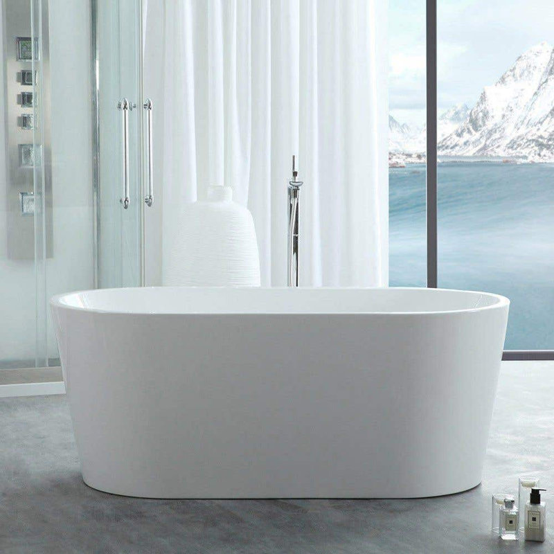 55'' x 30'' Freestanding Soaking Acrylic Bathtub, Polished Brass