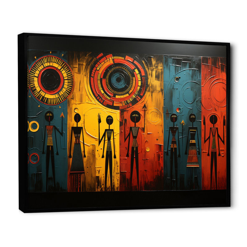 Khoary African Tribal Rhythms VII - Art mural tribal africain pour le salon, H 34 po x l 44 po, Noir