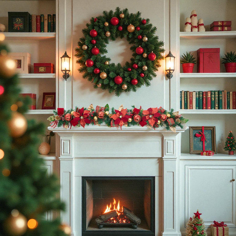 Guirlande de poinsettia de 5 pi