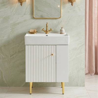 21.6'' Single Bathroom Vanity with Ceramic Top