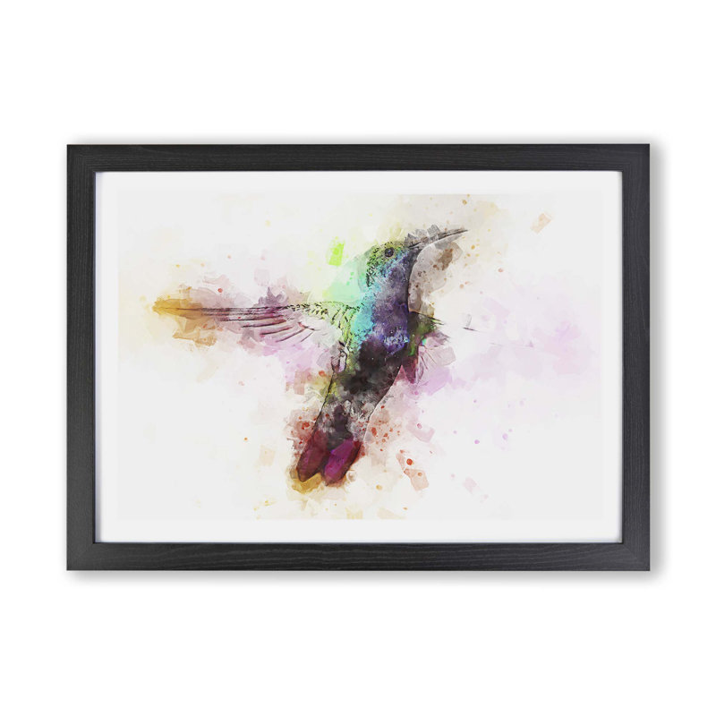 Hummingbird Paint Splash - Framed Print, Black, 62cm H x 87cm W x 2cm D
