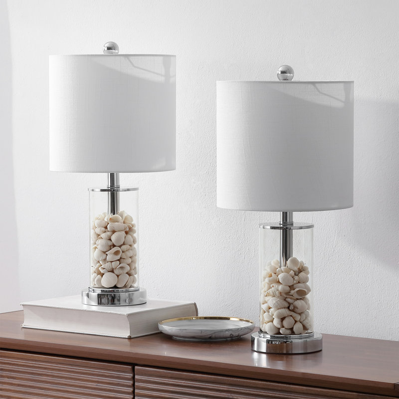 Lampe de table moderne en verre 20,5 po Amner, Chrome chrome