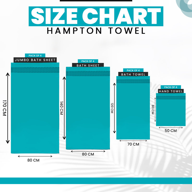 Midweight Bath Towel, Teal, Hand Towel - 4 Pack