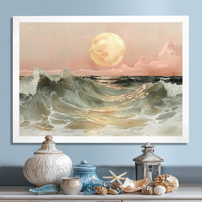 Hargrave - Coastal Wall Art, H 30 po x l 40 po, Cadre simple, Blanc