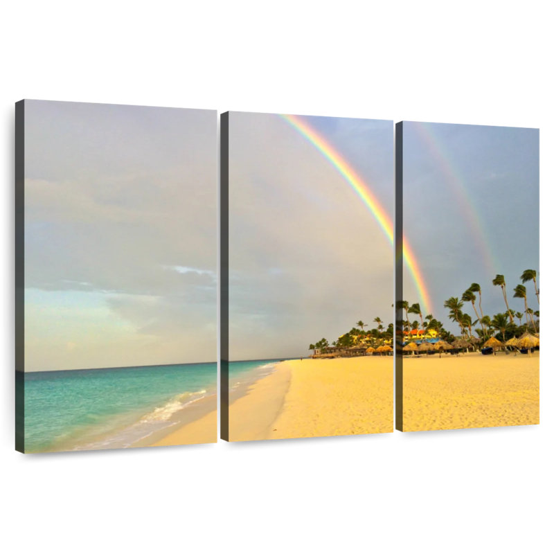 Gillard arc-en-ciel au-dessus de la plage, H 24 po x l 38 po