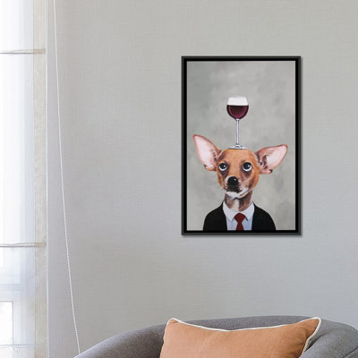 «Chihuahua with Wineglass», reproduction d'art sur toile
