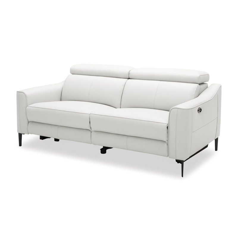 Anisia 60'' Leather Power Reclining Loveseat, White