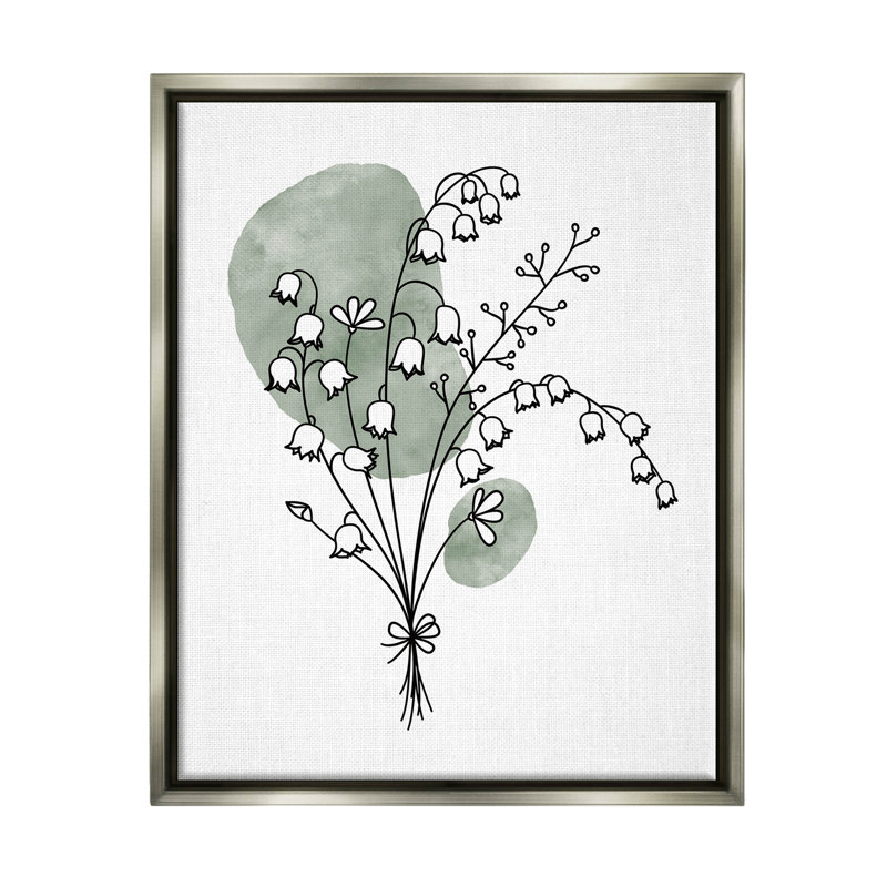 Ensemble de fleurs de muguet, art numérique par JJ Design House LLC, H 31 po x l 25 po x P 1,7 po, Cadre flottant gris lustré