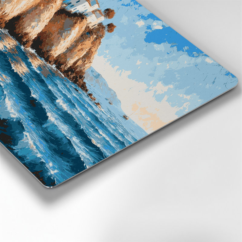 Coastal Aegean Coast Green Metal Wall Art, 132" H x 168" W x 0.05" D