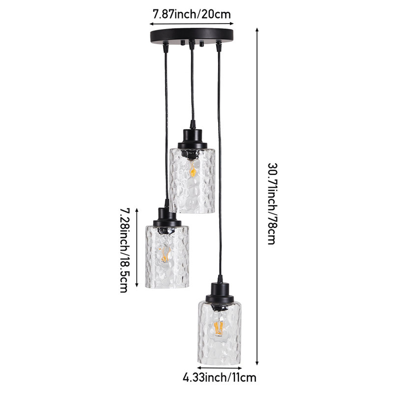 Cheltenham 3 - Light Clear Geometric Pendant