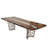 Walnut Round Metal Base Dining Table