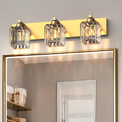 Éclairage pour salle de bain 3 lumières DEL à intensité variable avec cristal