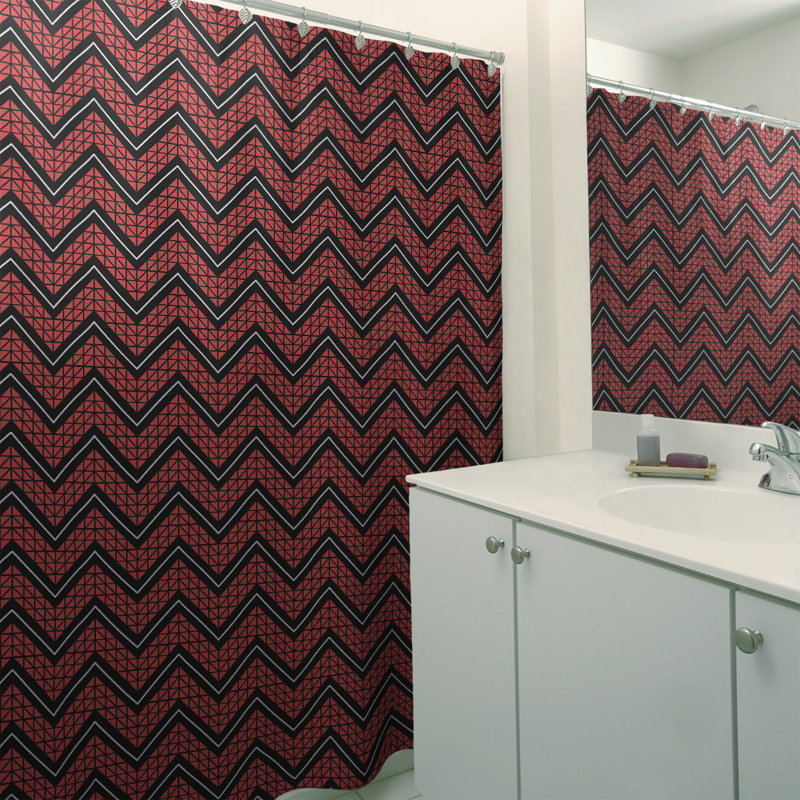 Rideau de douche simple à chevrons à la main classic, Rouge / Noir