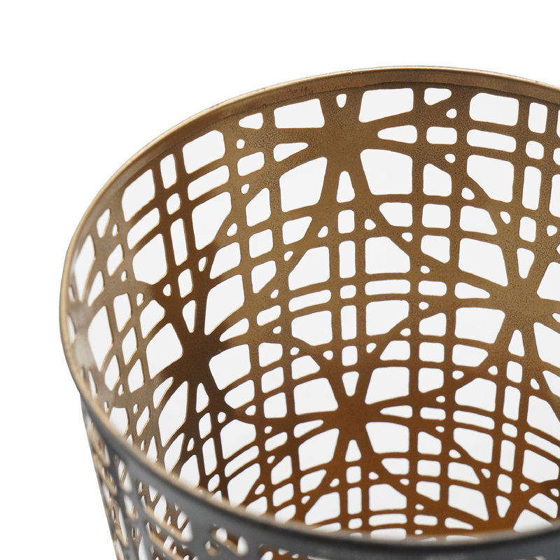 Ensemble de 3 lanternes en fer gris et bronze avec motif en treillis