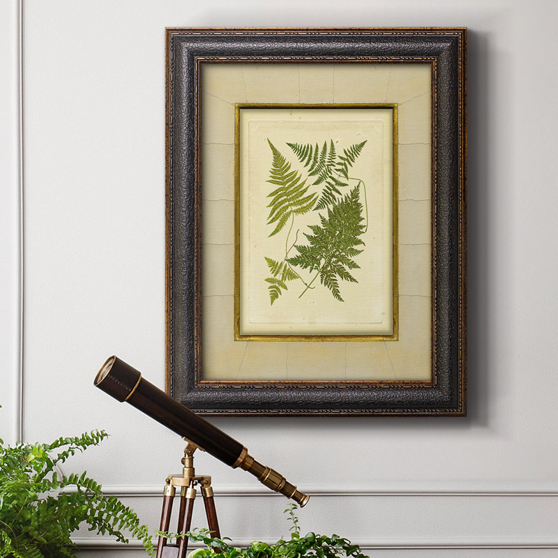 Fougère avec toile craquelée (H) I, toile encadrée de qualité supérieure - prête à être accrochée