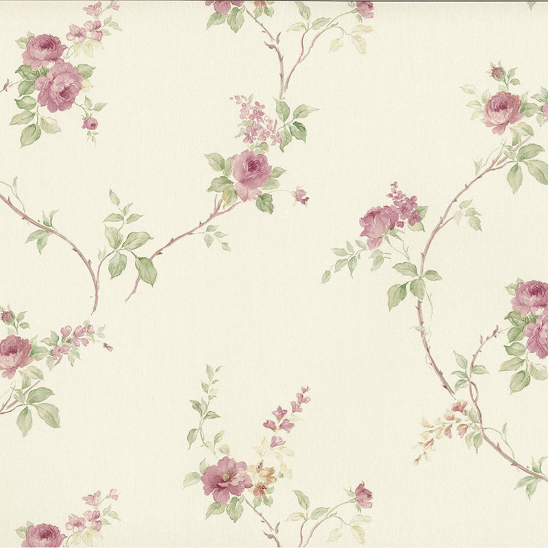 Rouleau de papier peint L 32,7 pi x l 20,5 po Ocala, Crème / Rose / Vert