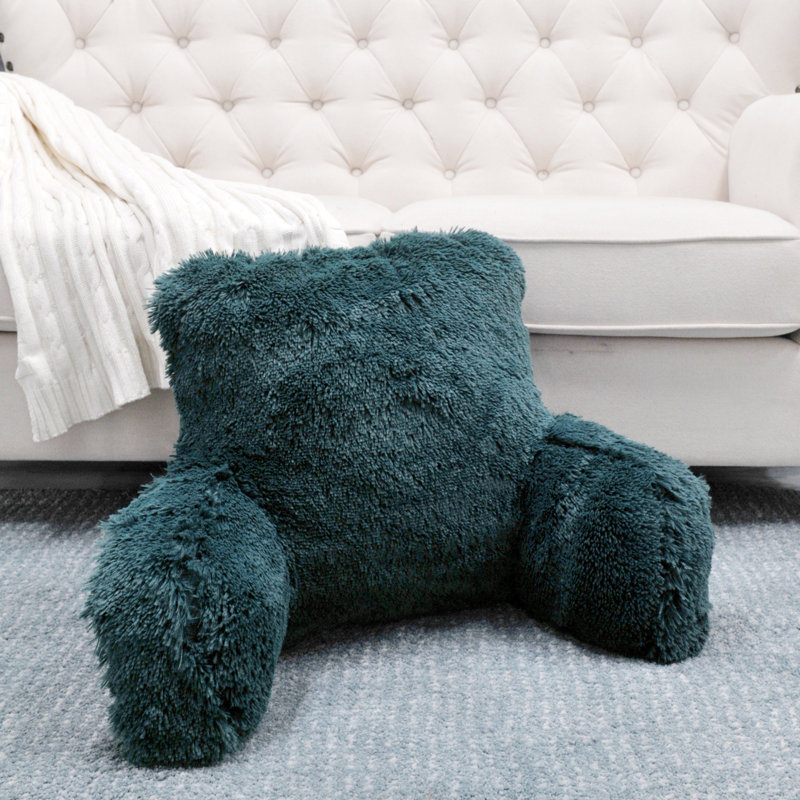 Housse et insert de coussin en fausse fourrure à dossier à poils longs, Sarcelle