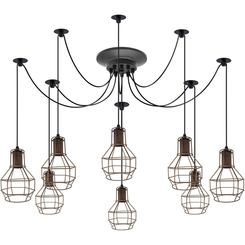 8 - Light Brushed Copper Cluster Pendant
