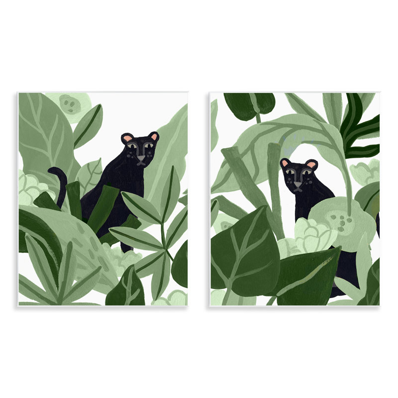  Ensemble de plaques murales "Panthers parmi les tropiques" par June Erica Vess