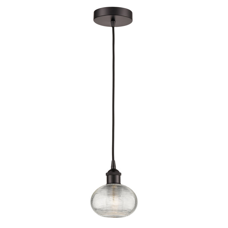 Luminaire suspendu à 1 lumière Edison Jerard-616-G555, H 7 po x l 6 po x P 6 po, Bronze huilé