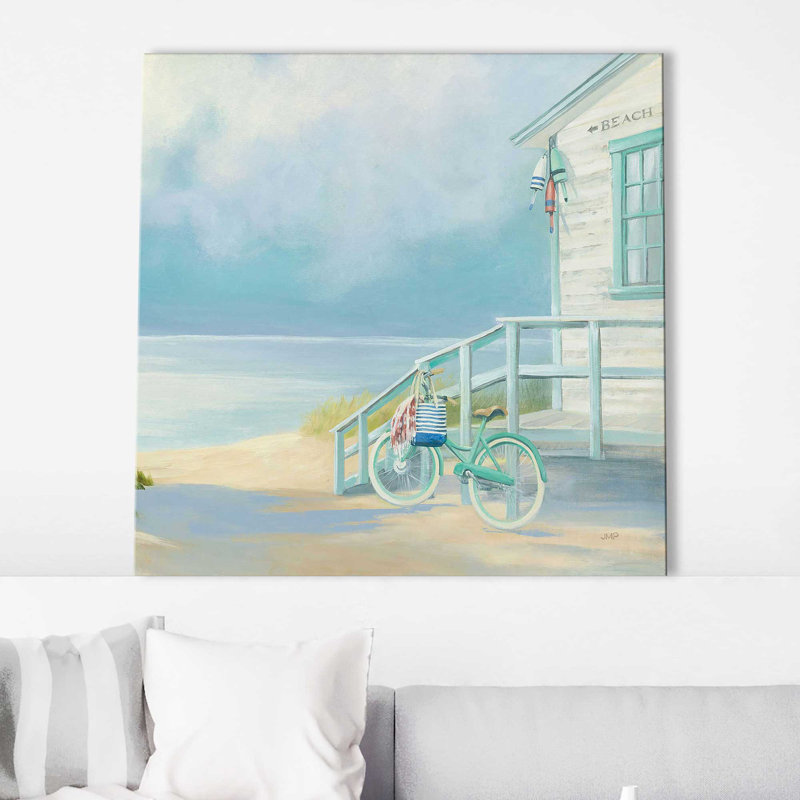 «Morning Ride To The Beach (Square)» par Julia Purinton, reproduction, Toile tendue, H 18 po x l 18 po x P 1 po