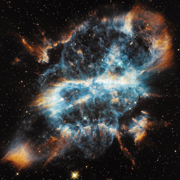« a planétaire nebula ornée, ngc 5189 », impression sur toile tendue, H 24 po x l 24 po x P 1 po, Blanc
