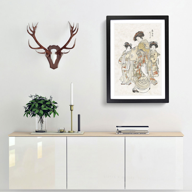 Courtesan Karauta by Isoda Koryusai - Framed Print, 36cm H x 27cm W x 2cm D, Black Framed
