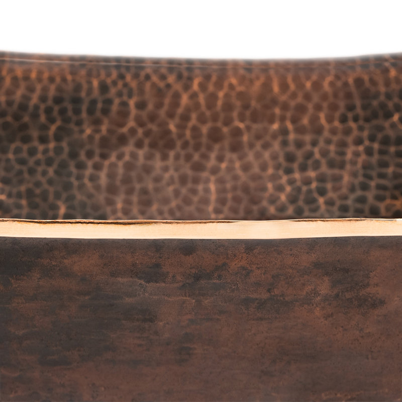 17" Rectangle Hand Forged Old World Copper Vessel Sink