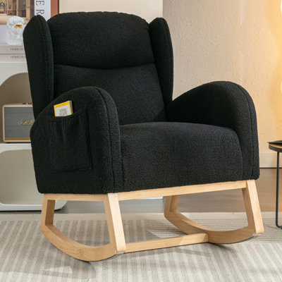 Chaise berçante rembourrée en tissu Teha Teddy