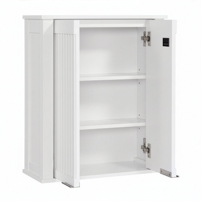 Through Lines Wall Mounted Bathroom Wall Cabinet, White