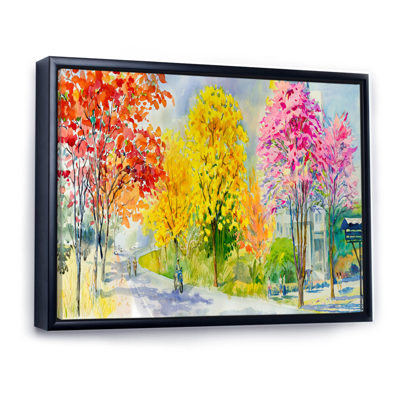 «Path To Four Season Trees», reproduction encadrée sur toile, H 12 po x l 20 po x P 1 po, Cadre flottant noir