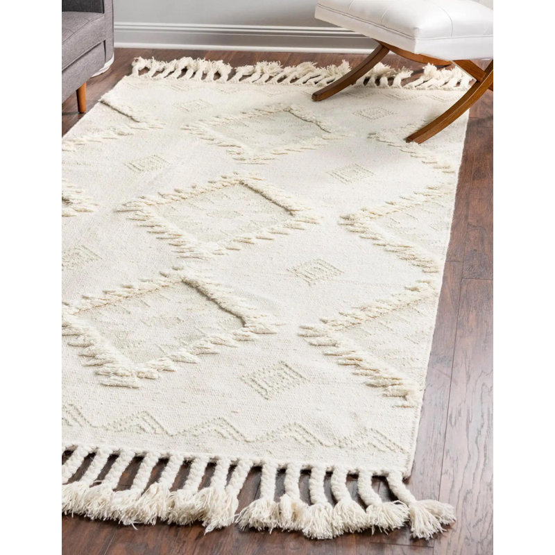 Tapis de couloir contemporain de style crème Annonciata, Rectangle 10 pi x 13 pi 1 po