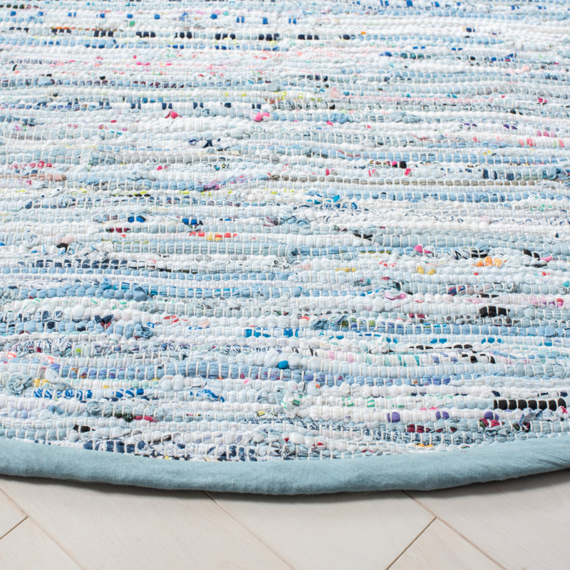 Fales Rug Hand Woven Cotton Striped Rug, Round 6'