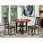 5 Piece Dining Table Set for 4 Includes a Round Kitchen Table with Dropleaf & Shelves and 4 Faux Leather Dining Room Chairs, 42x42 Inch, Black & Cherry-1061768502-1012241078-961266655