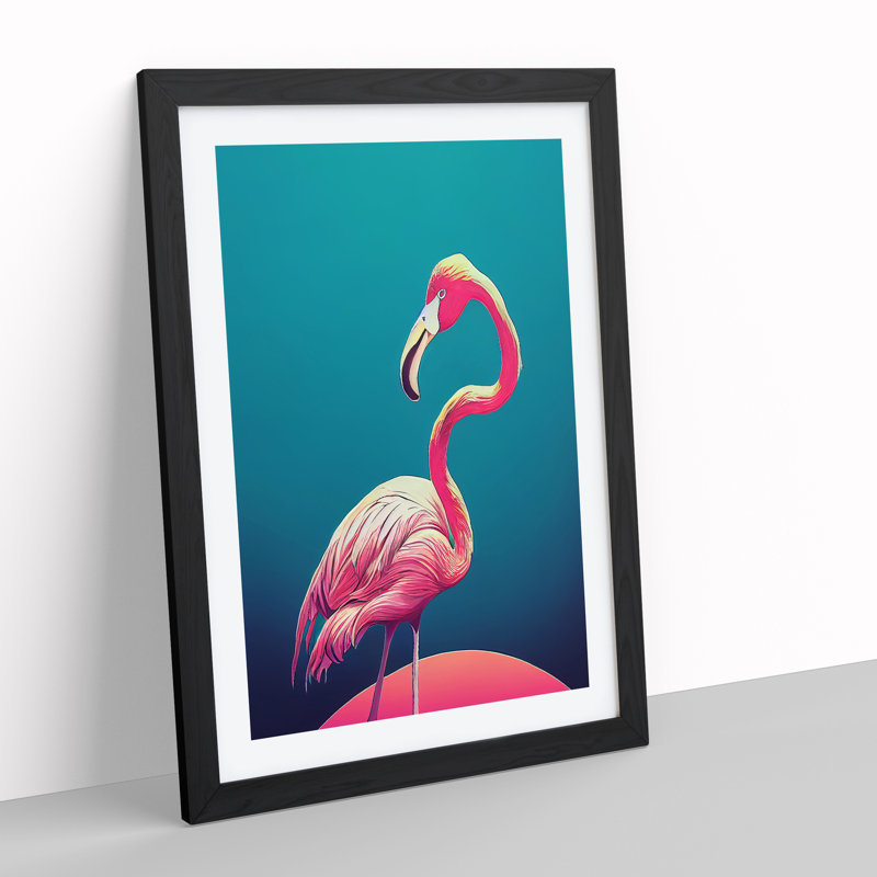 Debonair Flamingo - Single Picture Frame Print, Black, 64cm H x 46cm W x 2cm D