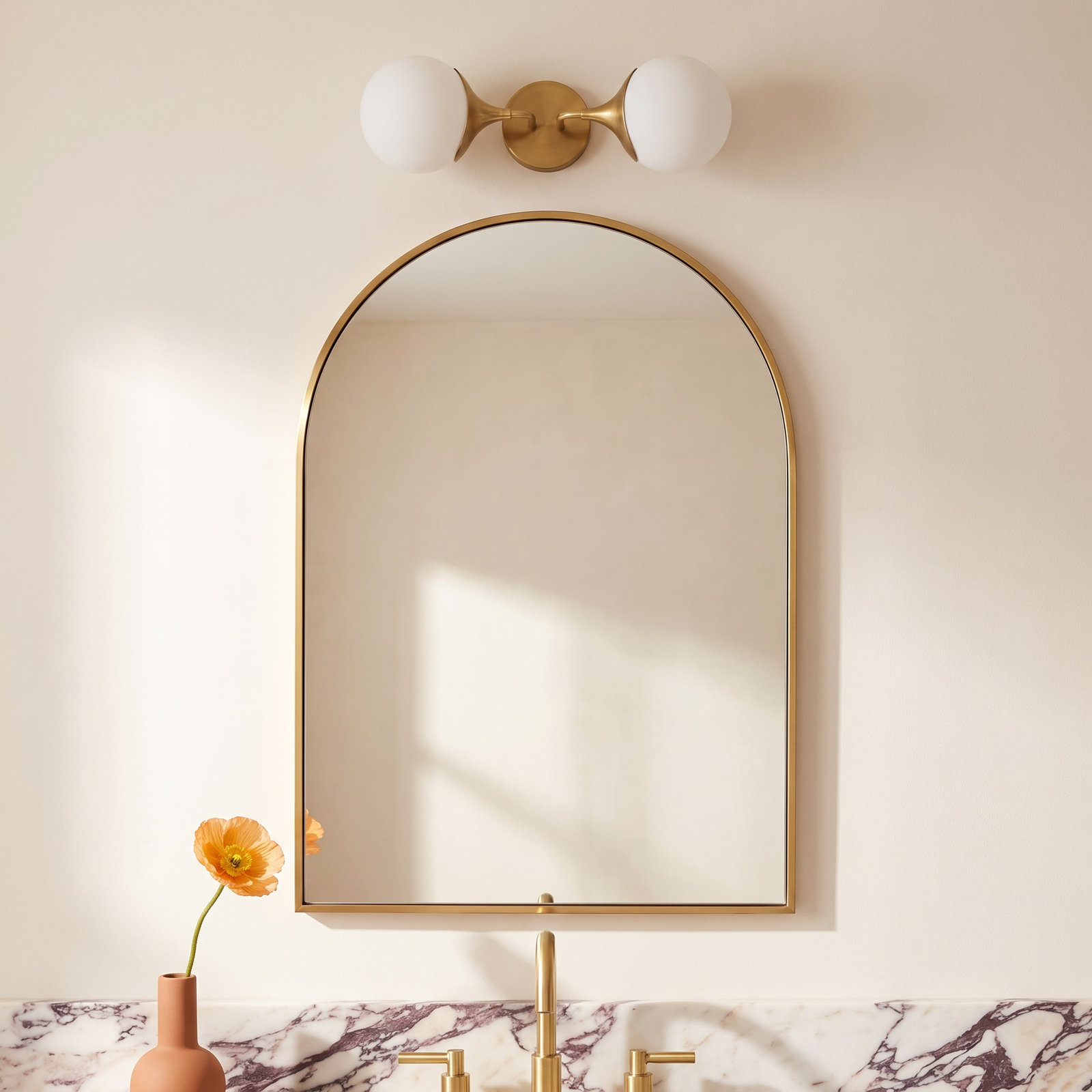 Nedra 2 Light Vanity Light, Aged Gold