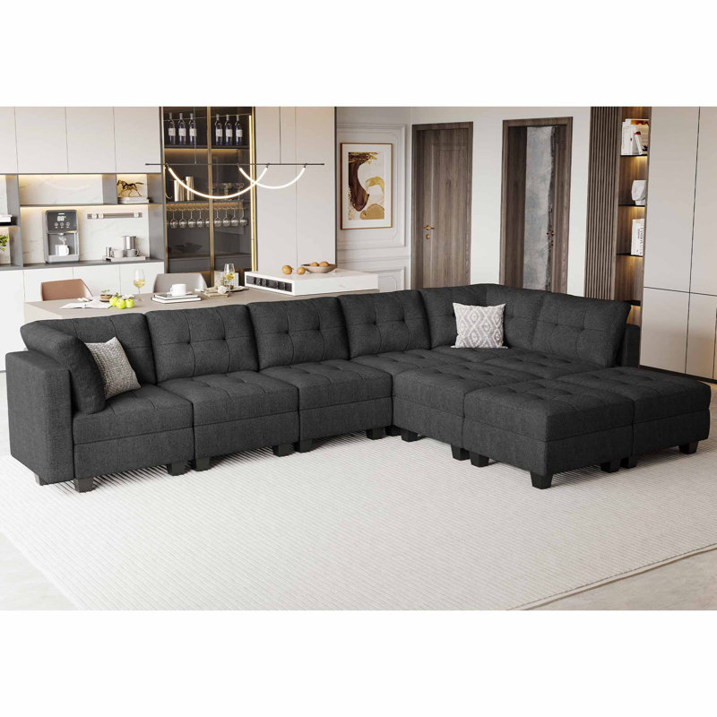 Canapé de salon Ashbury Ivery, Polyester gris foncé