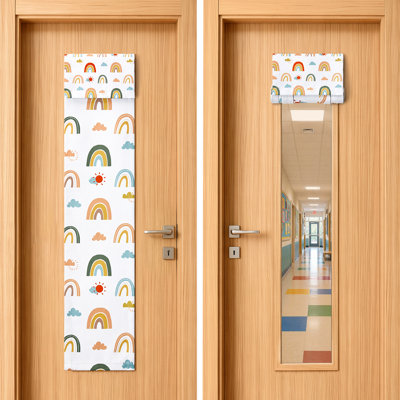  Blackout Classroom Door Window Cover, Door Curtains Window Covering for Back to School Decor, 8 x 36 Inches