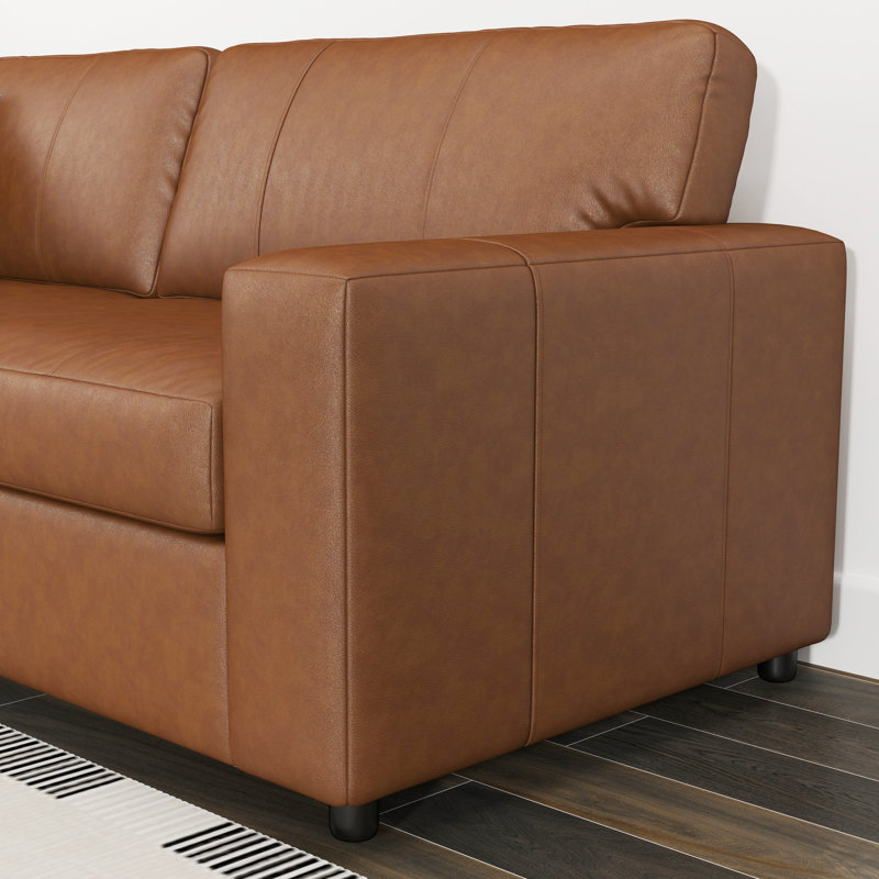 Latitude Run® Caro Leather Upholstered Sofa, Brown