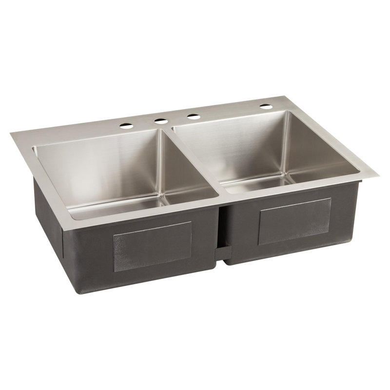 33" Ortega Double-Bowl Stainless Steel Drop-In Sink