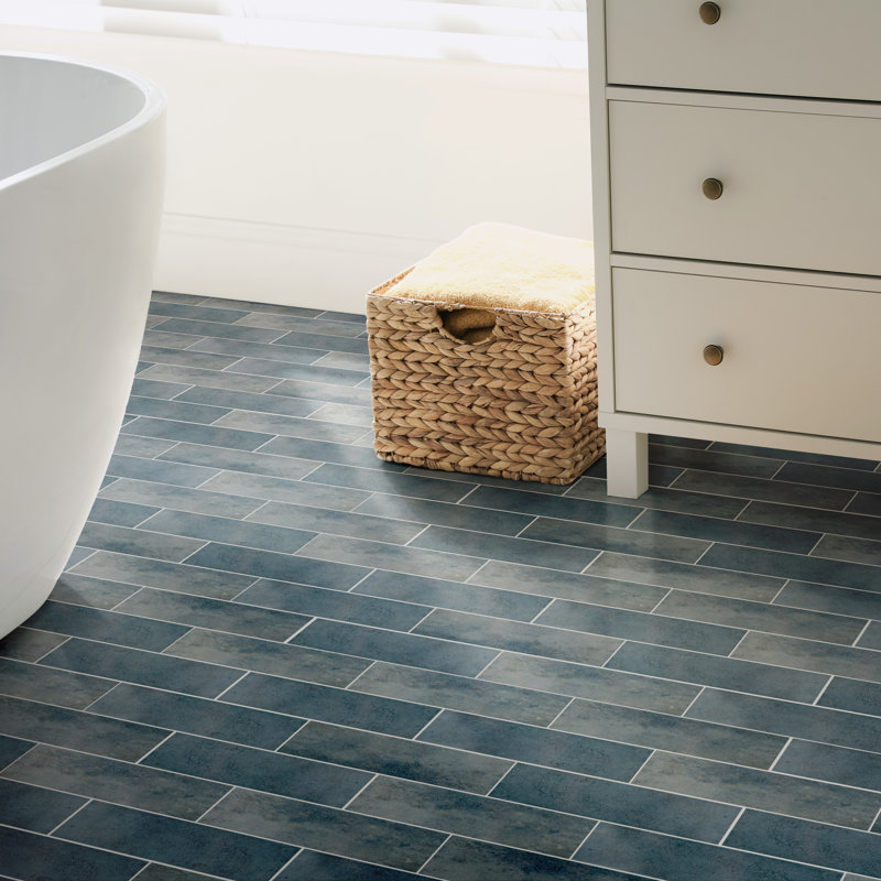 Capri 3" x 10" Porcelain Stone Look Subway Wall Floor Use Tile, Blue/Gray