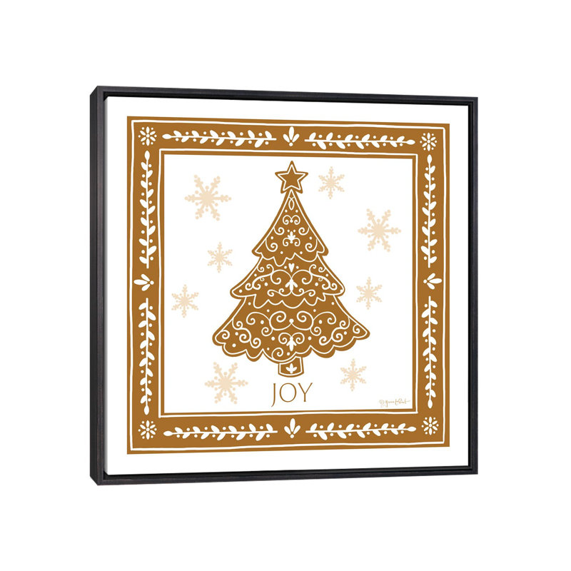 Arbre de Noël en pain d'épice - reproduction d'art murale - toile encadrée, 26" H x 26" W, Noir patiné